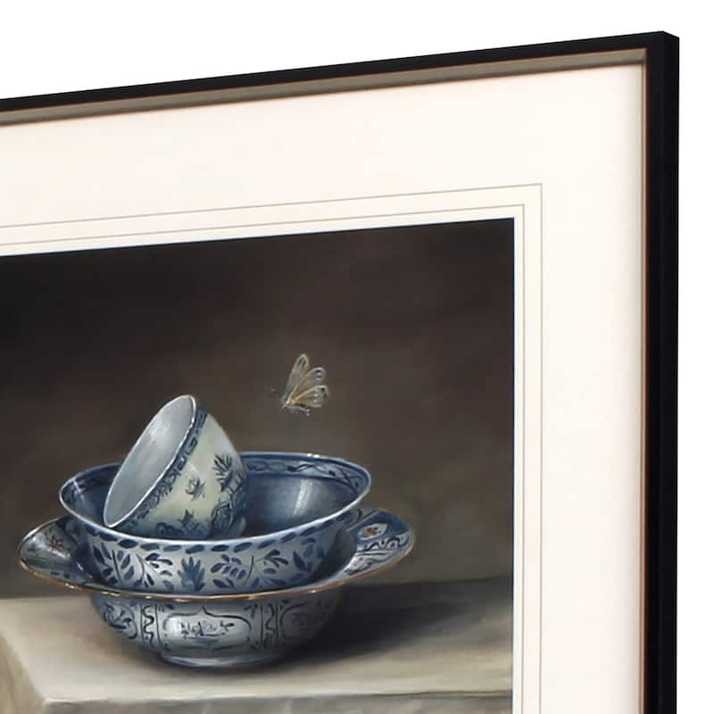 Traditional Bowl S/2 Framed Art Giclee Hand Finished Under Glass - Blue