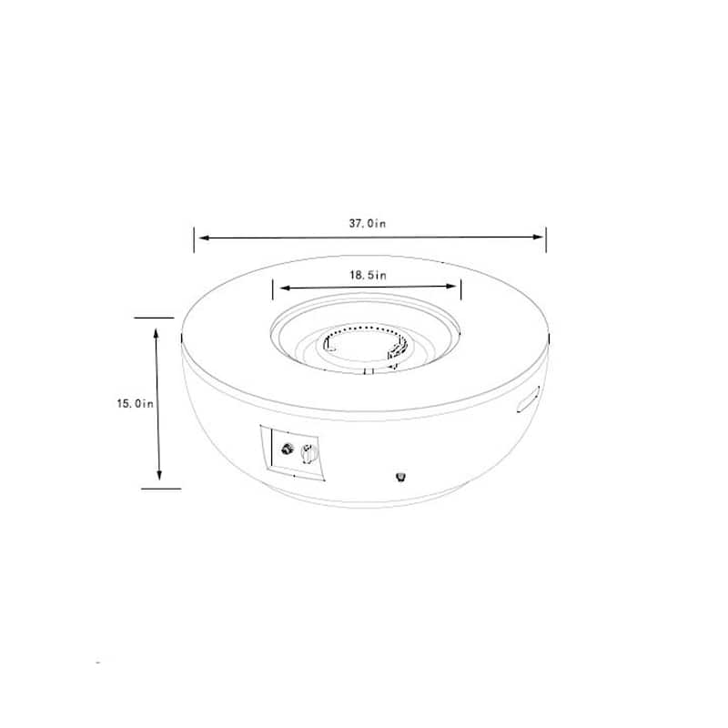 2-Pieces 36" Propane Gas Fire Pit Table 50000 BTU Round Steel Fire Pit - Grey