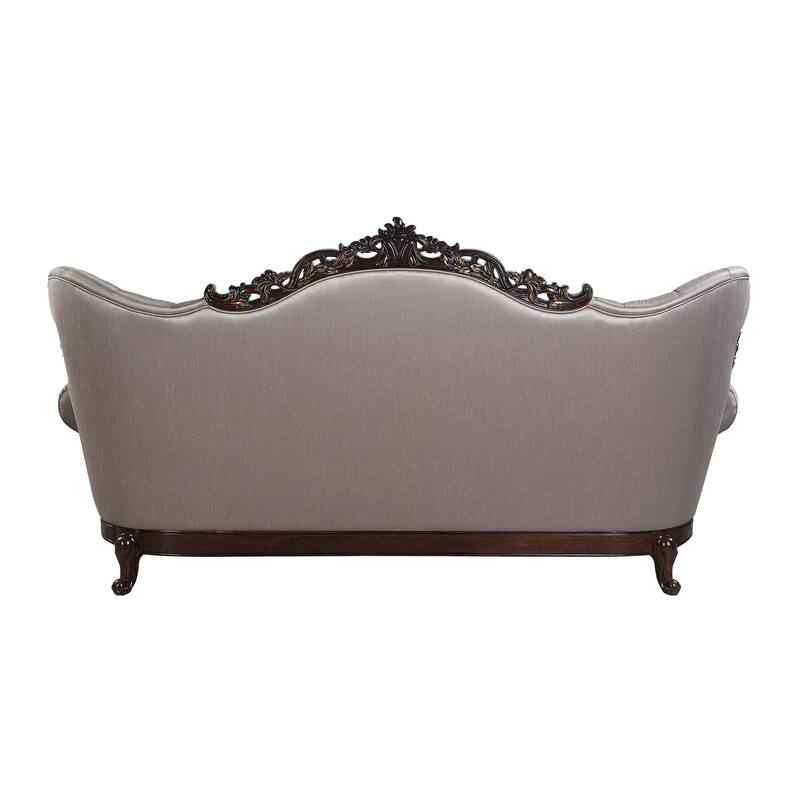 Ferria Light Taupe and Antique Oak Sofa with 5-Pillow