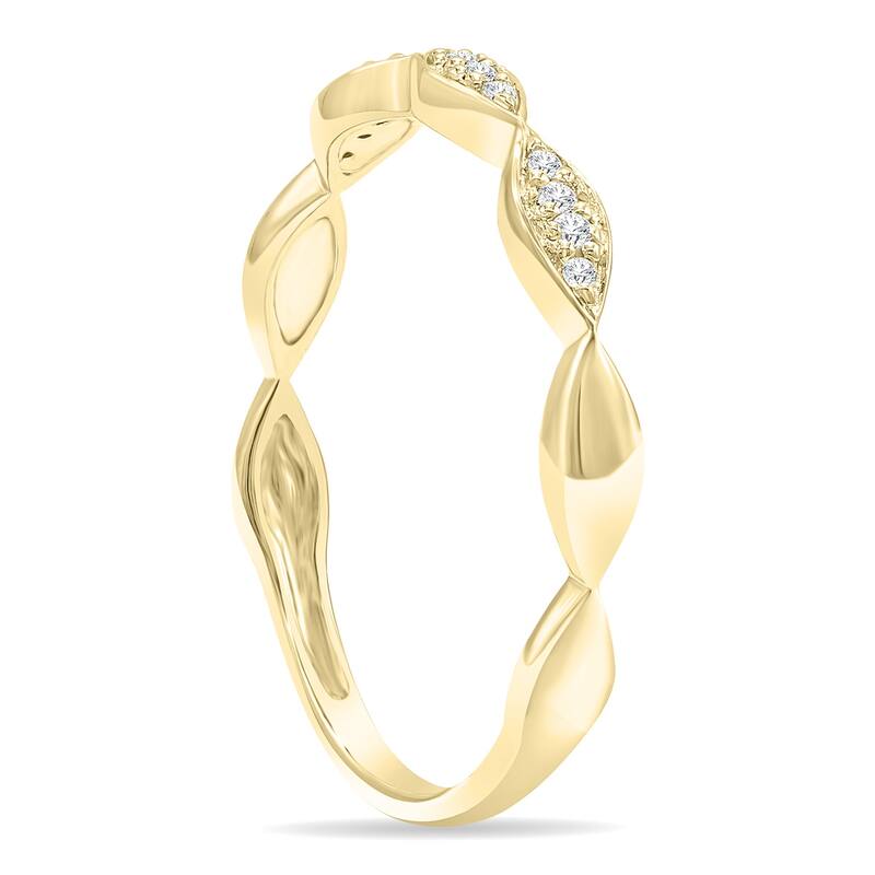 Women's Dainty Thin Diamond Wedding Stackable Band in 10K Yellow Gold