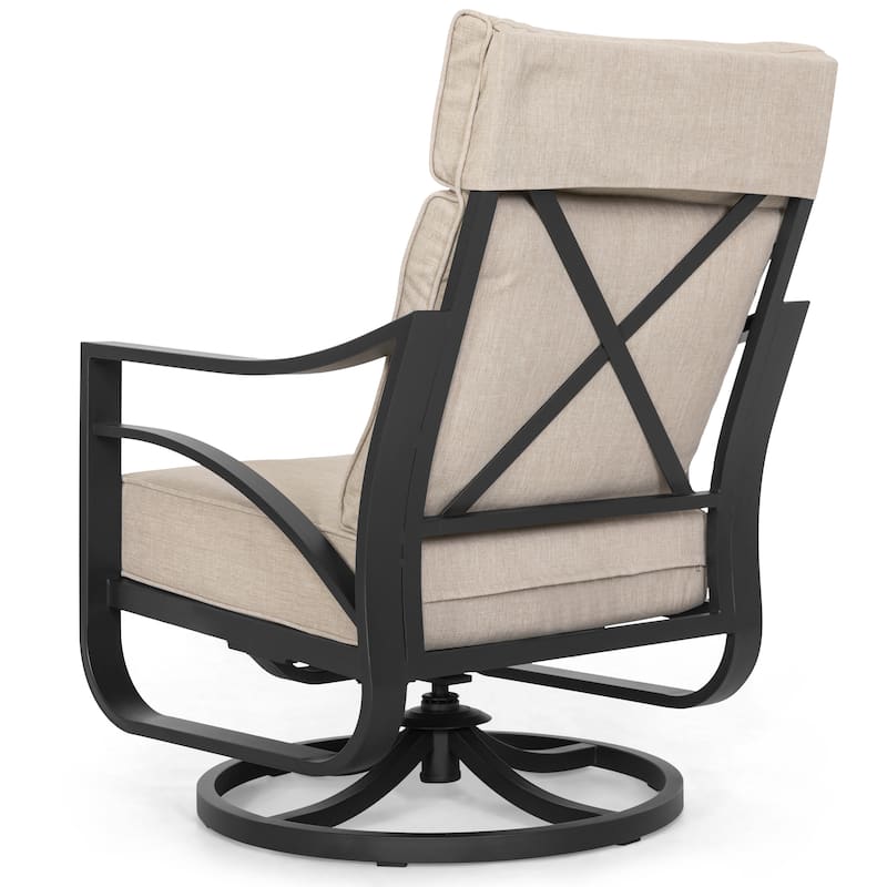 4-Piece Sofa Set with 5.2” Thick Padded Zippered Cushions, Powder-Coated Aluminum Frame, High-Back Design