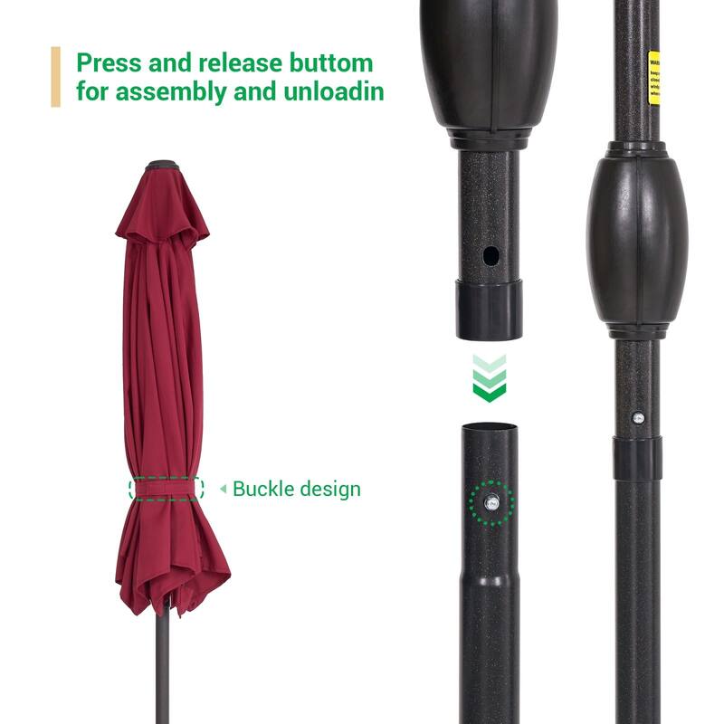 LIVOOSUN 7.5ft Steel Patio Market Umbrella Tilt System