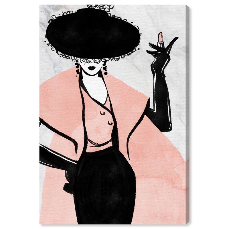 Wynwood Studio Canvas Fashion and Glam Lady with the Glam Black and Pastel Pink Glam Wall Art Canvas Print