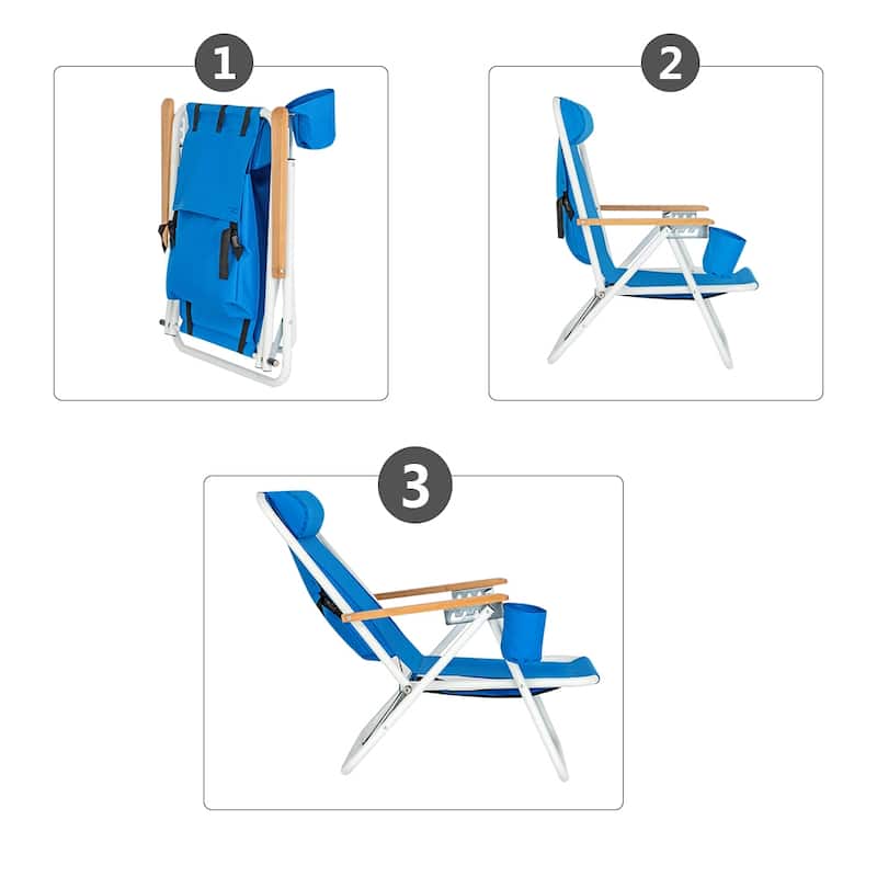Outdoor Portable High Strength Beach Chair with Adjustable Headrest