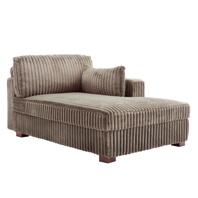 42" W Plush Corduroy Upholstered Chaise Lounge Sleeper for Living