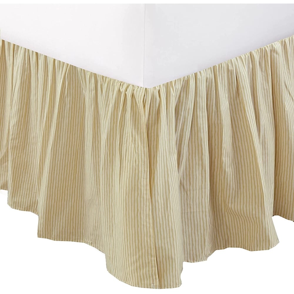 16 " QUEEN  BEIGE OR IVORY BED SKIRT PLEATED TAILORED  SPLIT CORNERS made in usa 