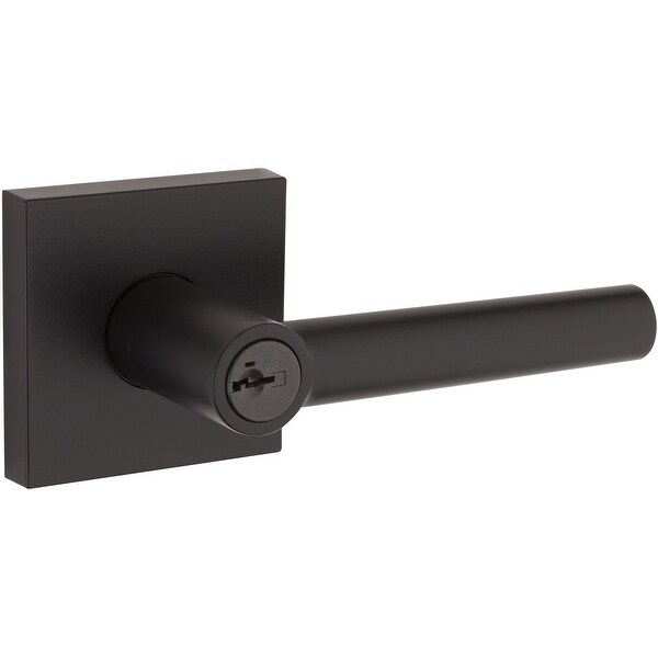 Kwikset 156MILSQT-S Milan Single Cylinder Keyed Entry Door Lever Set with Square Rosette and SmartKey Technology