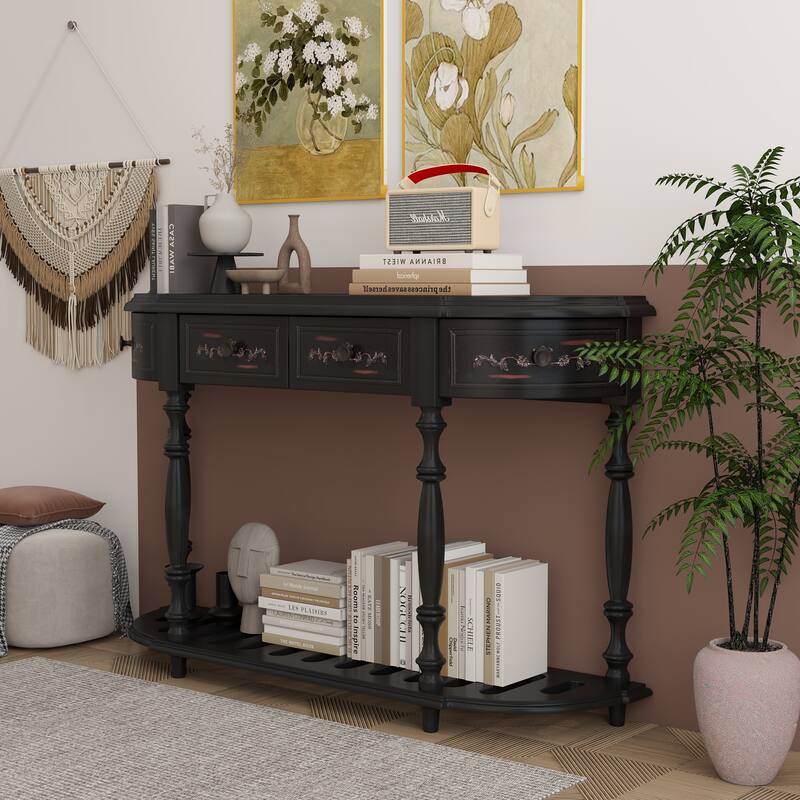 Vintage Carved, Roman Legs Combined Entry Table