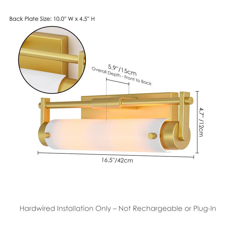 2-Light Modern Transitional Gold Acrylic Vanity Wall Sconce for Bathroom & Bedroom - 1 Light
