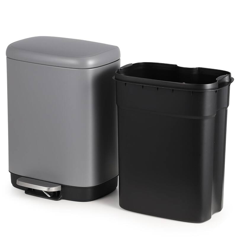 3.2 Gallon Stainless Steel Kitchen Trash Can with 12 Liter for Kitchen - Grey