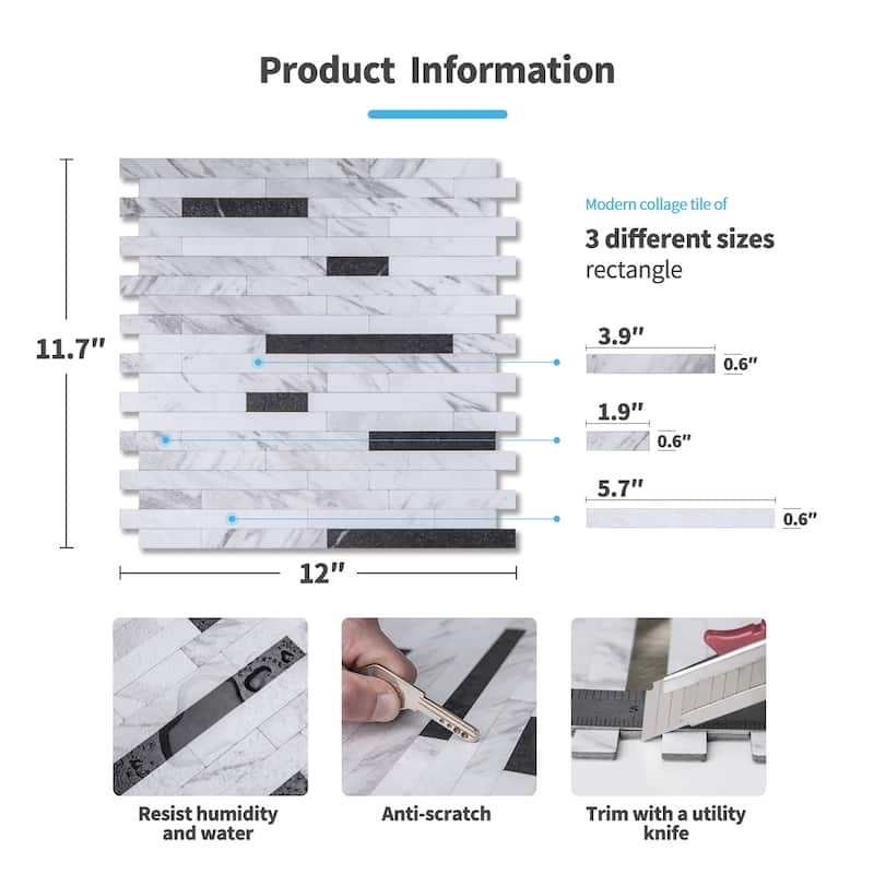Art3d Peel and Stick Stone Backsplash Tile for Kitchen Bathroom(10 sq.ft/box)