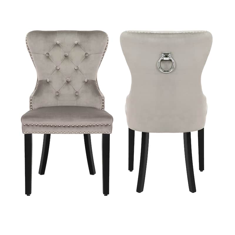 Grandview Tufted Upholstered Dining Chair (Set of 2) with Nailhead Trim and Ring Pull