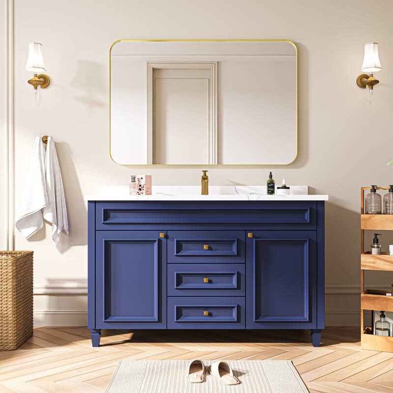 Organnice Rectangular Aluminum Frame Vanity Bathroom Mirror with Clear Glass