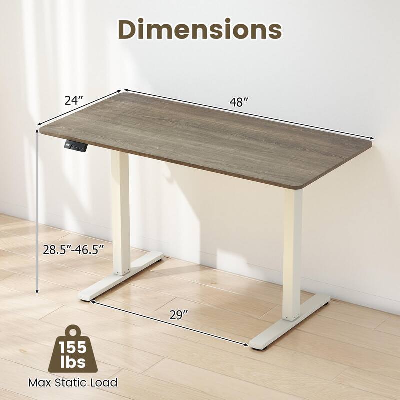 Costway 48” x 24” Electric Standing Desk with LED Display 2 Memory