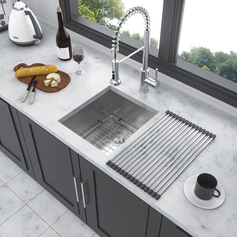 Undermount 16 Gauge Single Bowl Stainless Steel Kitchen Sink in Brushed Nickel