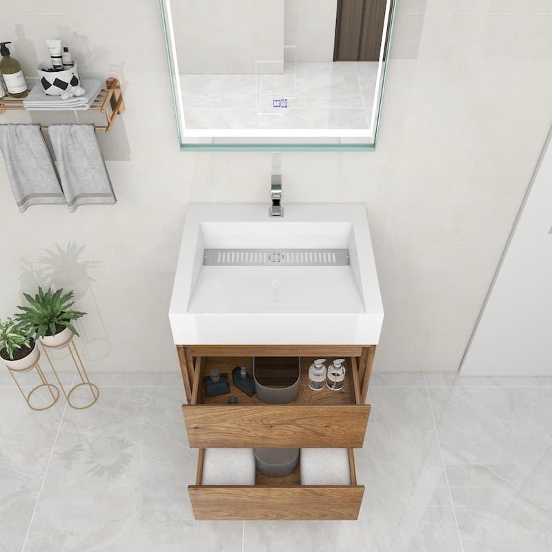 Victoria 24" Wall Mounted Modern Vanity with Acrylic Sink