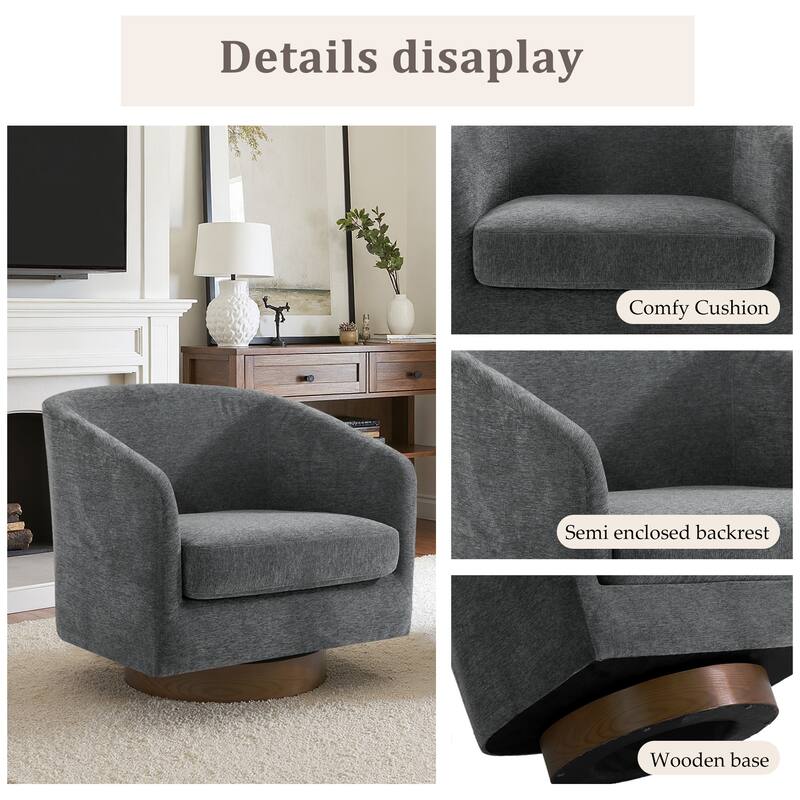31.1'' W Modern Barrel Swivel Accent Chair