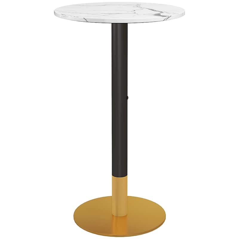 Bar Table with Round Faux-marbled Top for Home Bar