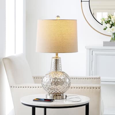 SAFAVIEH Lighting Vitoria 24-inch Glass LED Table Lamp - 12" W x 12" L x 24" H. - 12W x 12D x 24H