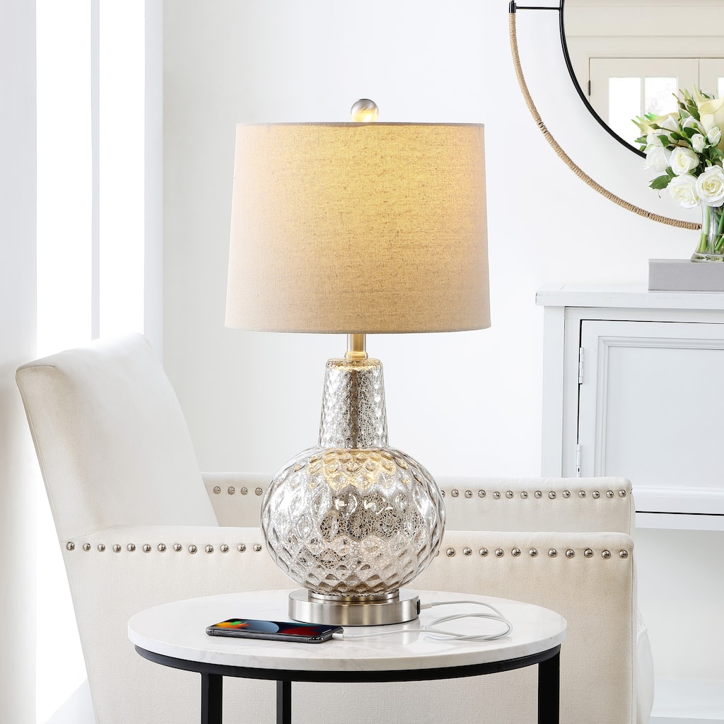 SAFAVIEH Lighting Vitoria 24-inch Glass LED Table Lamp - 12" W x 12" L x 24" H. - 12W x 12D x 24H