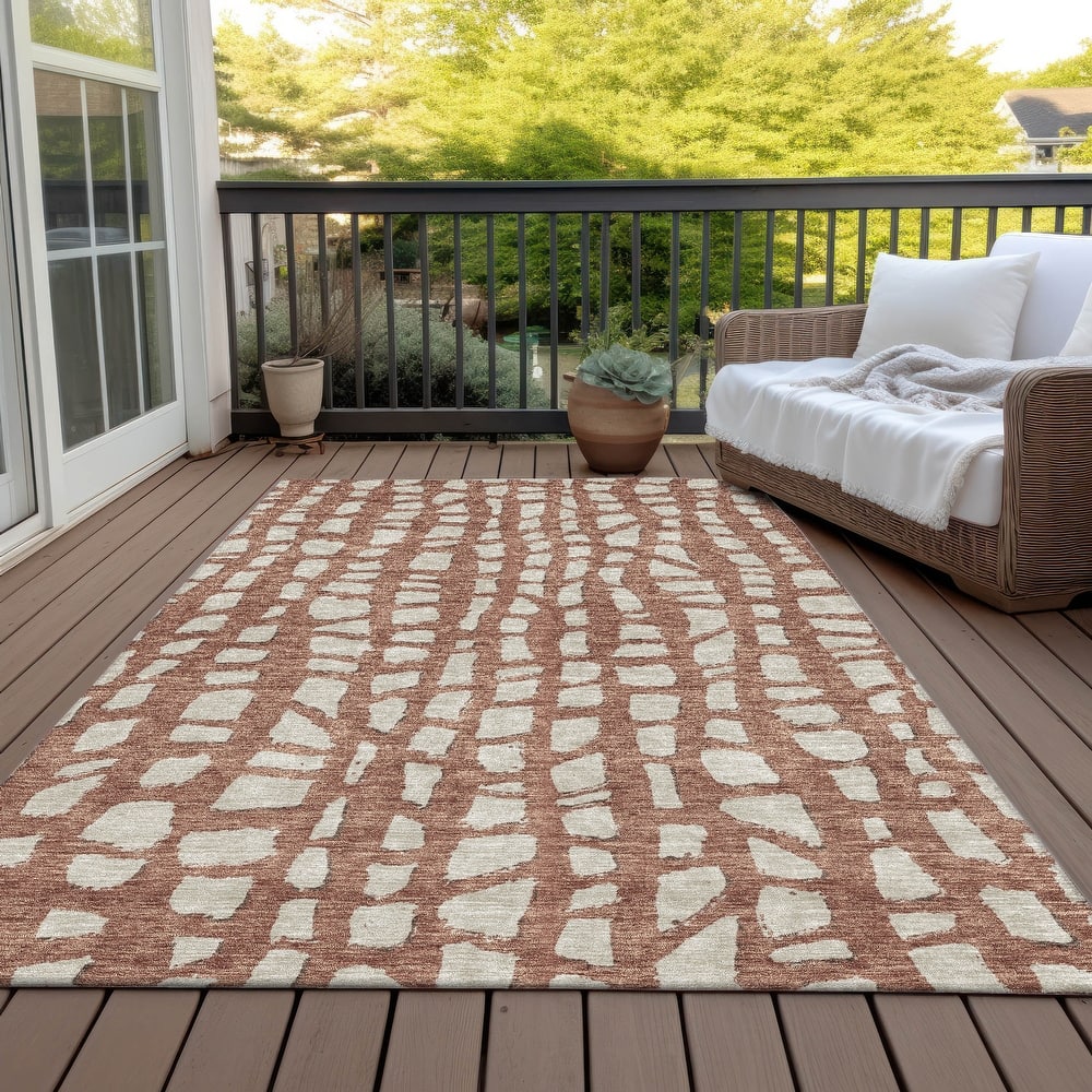 Machine Washable Indoor/ Outdoor Chantille Modern Abstract Rug