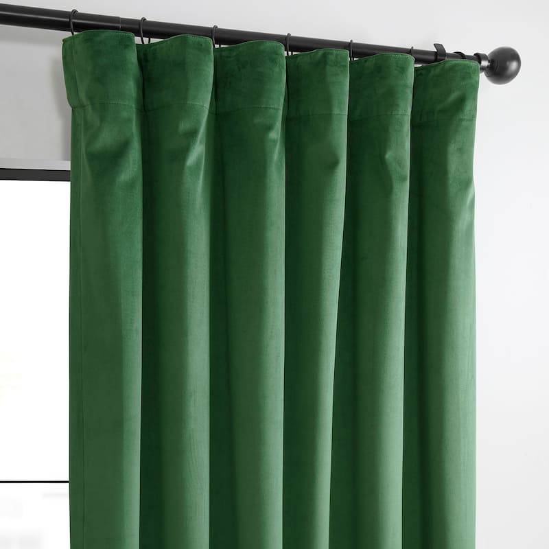 Exclusive Fabrics Basic Deluxe Velvet Room Darkening Curtain Pair - 2 Panels Window Curtains