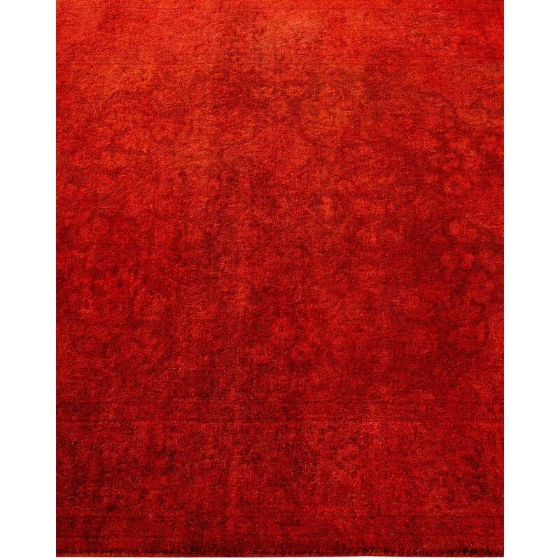 Overton Hand Knotted Wool Vintage Inspired Modern Contemporary Overdyed Red Runner Rug - 2' 8" x 8' 1"