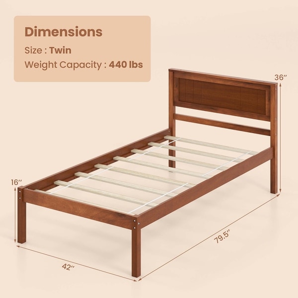 Costway Full/Queen/Twin Size Wooden Platform Bed Frame with