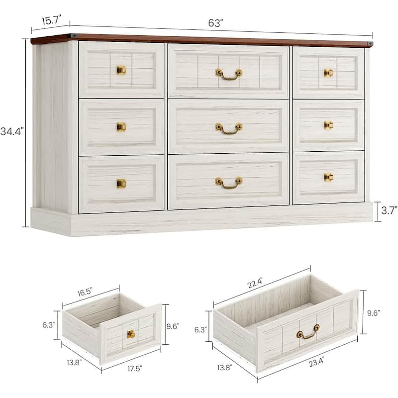 Farmhouse Drawers Dresser for Bedroom Wood Rustic Chest of Drawers