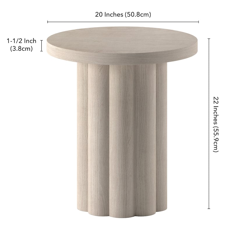 Olie 20" Wide Round Fluted Side Table - 20" Wide
