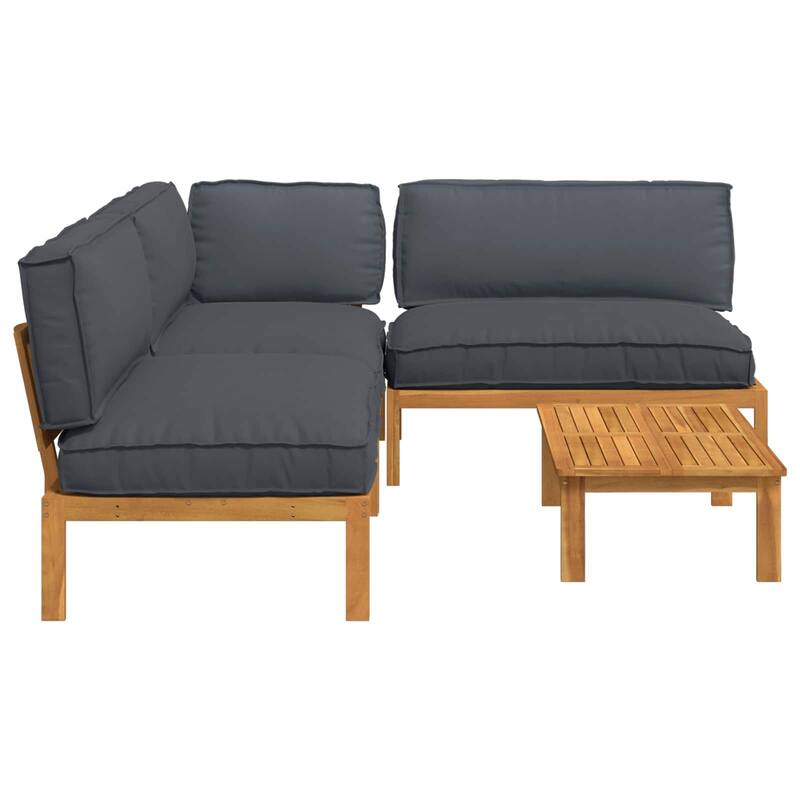 vidaXL Sofa Set with Cushion Plain 4 pcs Anthracite Solid Acacia Wood - 99.61 x 83.46 x 27.17 in