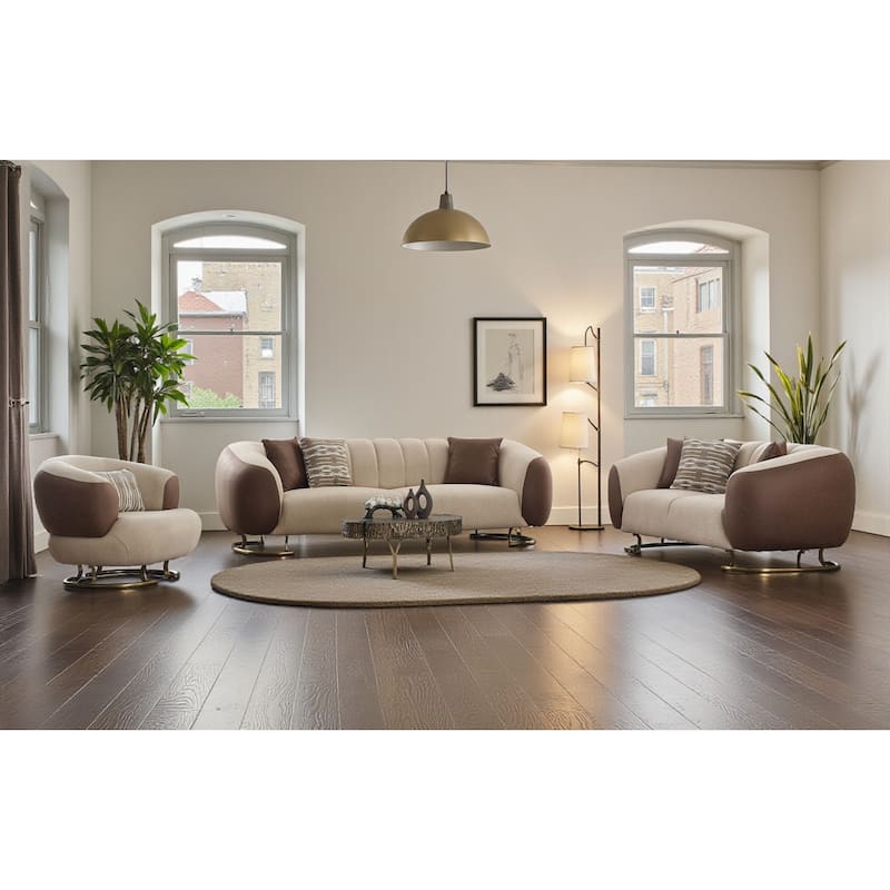 Solvia 3 Pieces Living Room Sets 1 Sofa 1 Loveseat 1 Chair - Brown