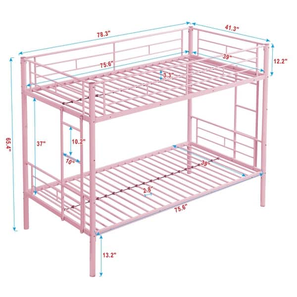 Twin Over Twin Metal Bunk Bed with Sturdy Frame and Easy Assembly, Space,Saving Design
