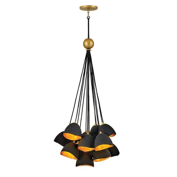 slide 2 of 3, Hinkley Nula Collection Fifteen Light Cluster Pendant, Shell Black