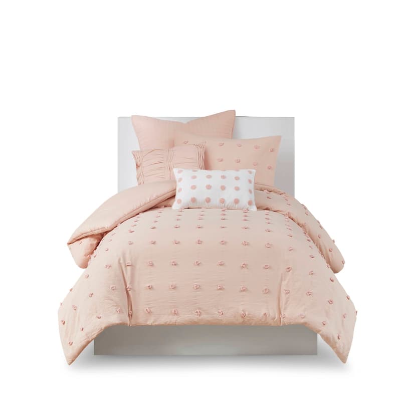 Intelligent Design Brooklyn Cotton Jacquard Comforter Set with Euro Shams and Throw Pillows