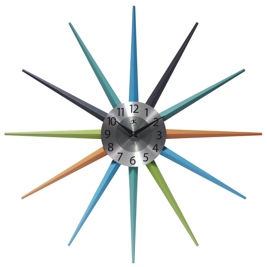 Stellar Mid-century Multicolor Starburst Unique Wall Clock - 20.5 x 1.75 x 20.5
