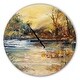 preview thumbnail 9 of 8, Designart 'Stream in Forest Oil Painting' Oversized Traditional Wall CLock