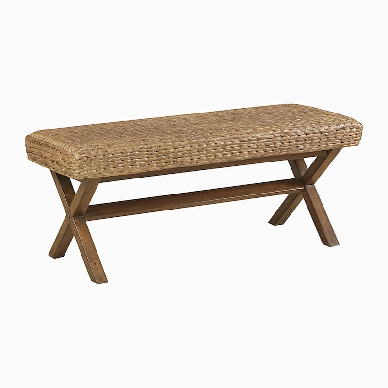 Country Bench with Wood legs Brown - Brown