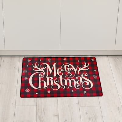 Plaid Merry Christmas Kitchen Comfort Anti-Fatigue Floor Mat - 17.75" x 29.5"