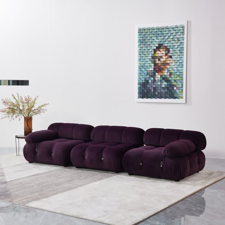 Belani 114'' Velvet Sofa - Purple