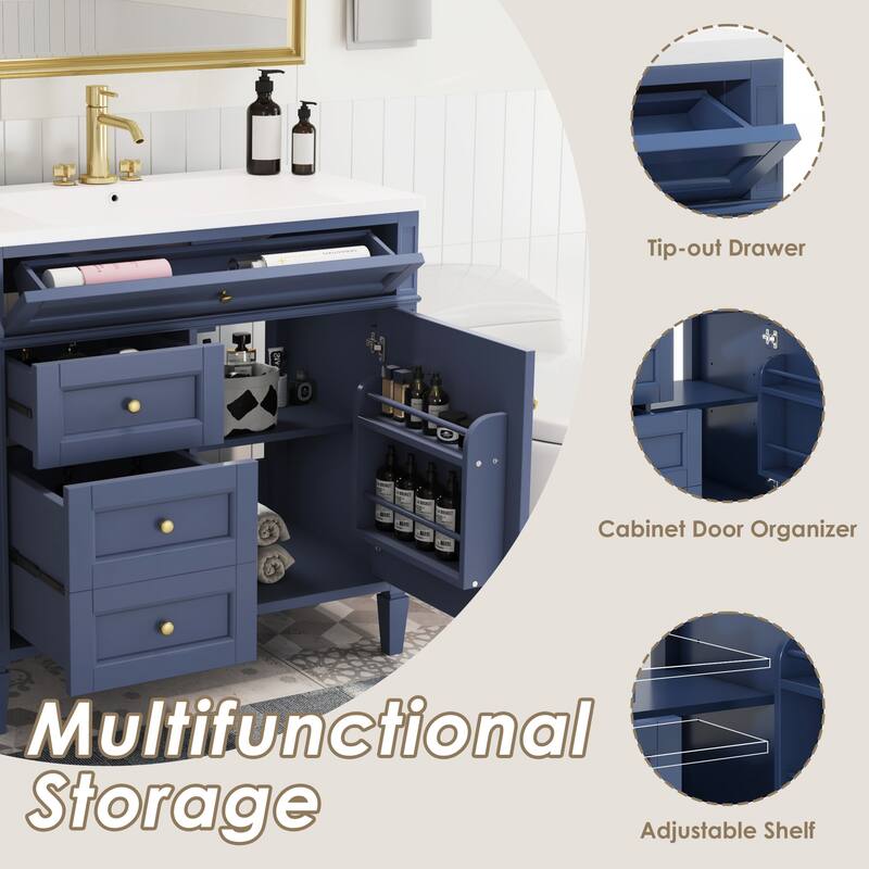 30" Bathroom Vanity with Single Sink