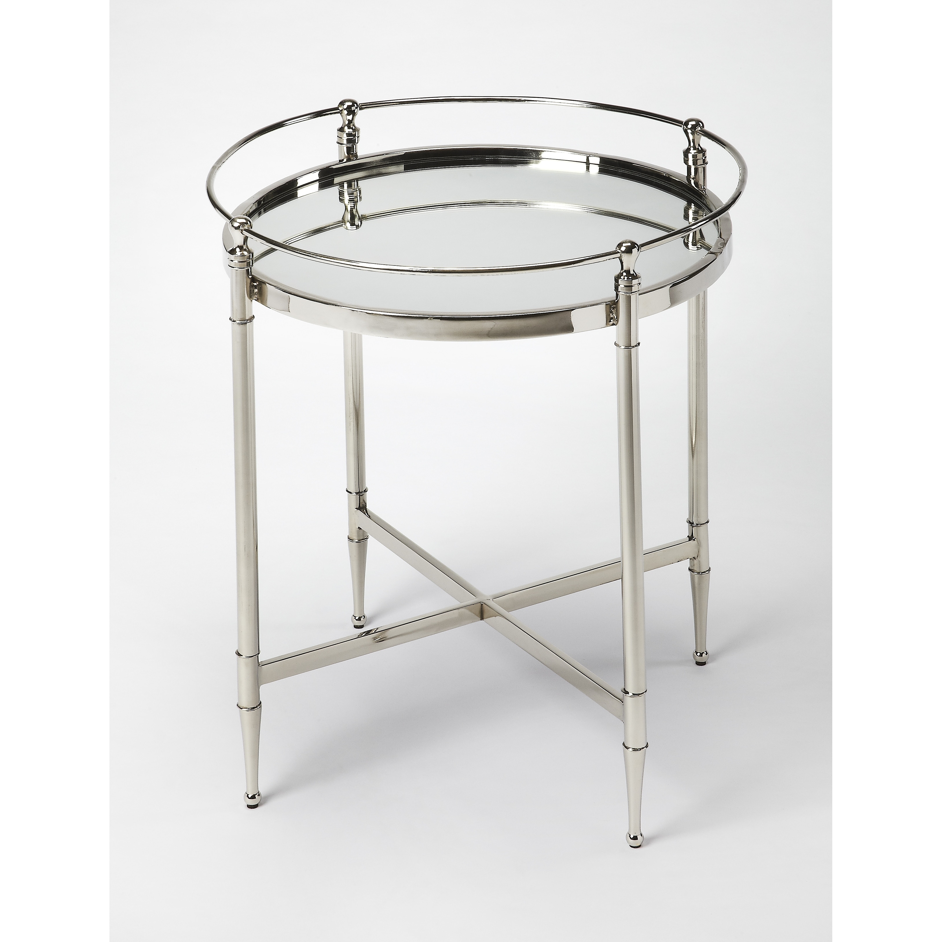 Butler Handmade Crosby Metal and Mirror End Table (India)