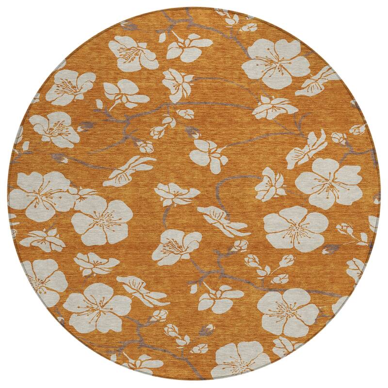 Machine Washable Indoor/ Outdoor Calm Floral Chantille Rug