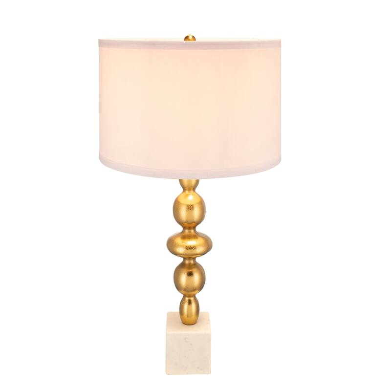 Gold and White Table Lamp with Round Four Tiered Body(Lamp Shade Assembly Required)