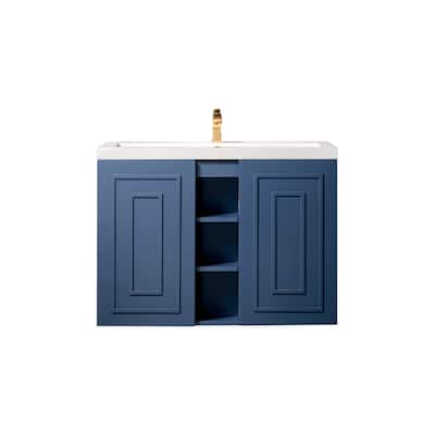 James Martin Vanities Alicante 39.5" Single Vanity Cabinet, w/ White Glossy Composite Stone Top