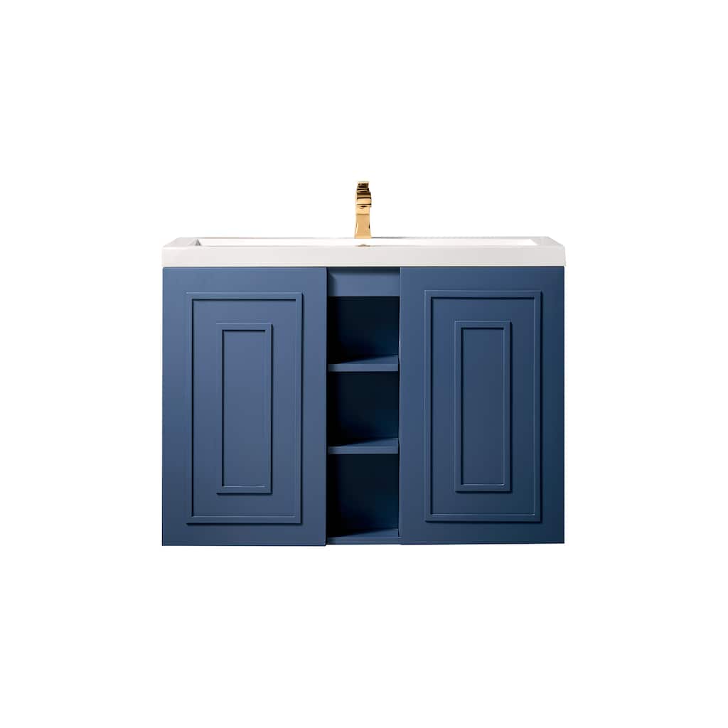 James Martin Vanities Alicante 39.5" Single Vanity Cabinet, w/ White Glossy Composite Stone Top
