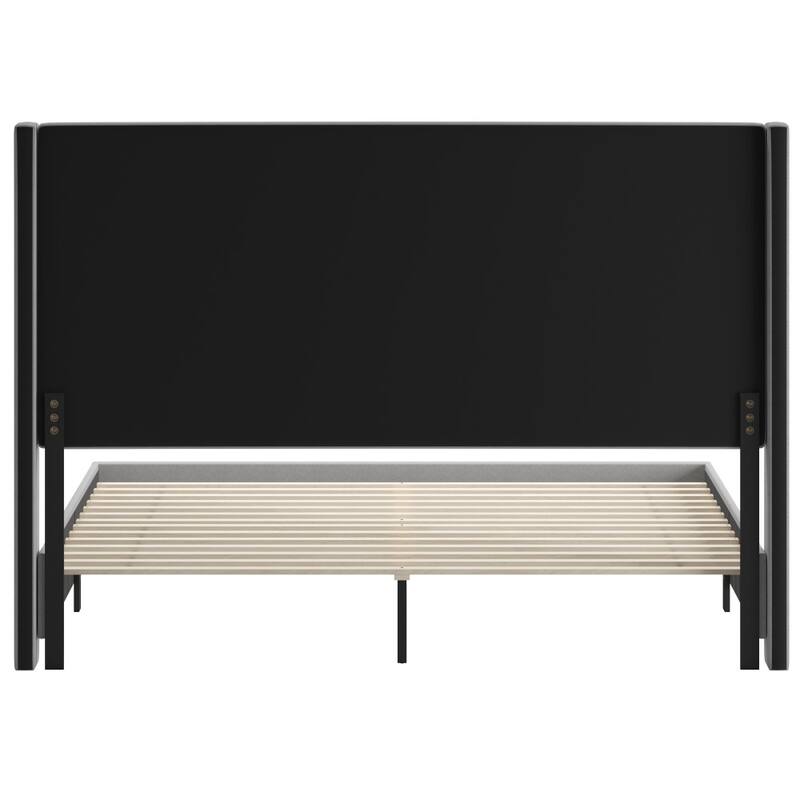 Upholstered Platform Bed with Channel Stitched Headboard