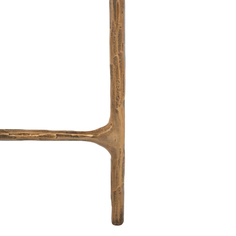 SAFAVIEH Couture Kathleen Oval Metal Coffee Table - 40 In W x 30 In D x 15 In H - 40"W x 30"D x 15"H - Brass/Marble