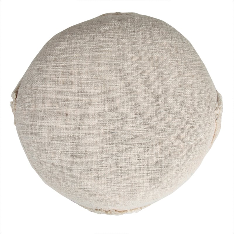 18-Inch Cotton Cylinder Pouf Ottoman for Floor Seating and Footrest