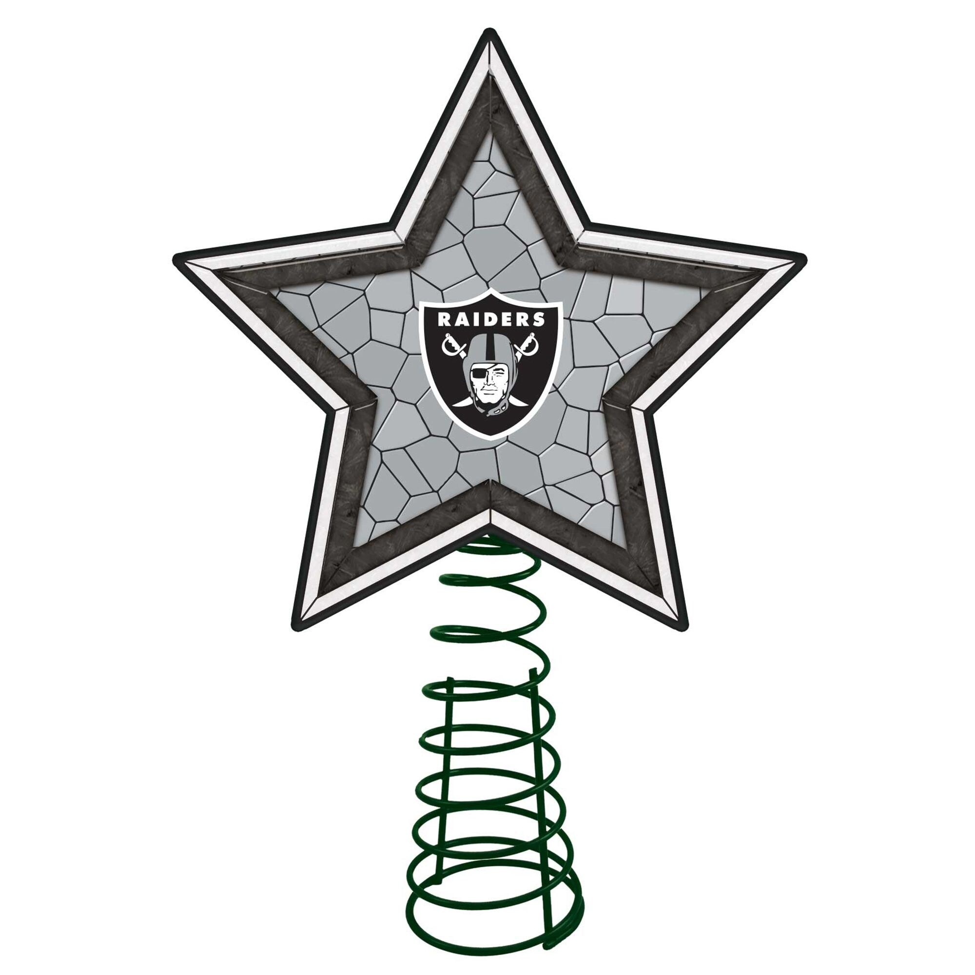 Shop 10 Lighted Gray And Black Star Nfl Oakland Raiders Mosaic Christmas Tree Topper On Sale Overstock 29743118